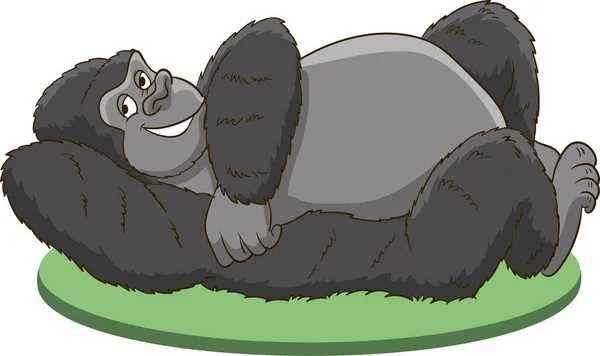 Desenhos Animados Prata Volta Gorila Cartoon Vector —  Vetores de Stock