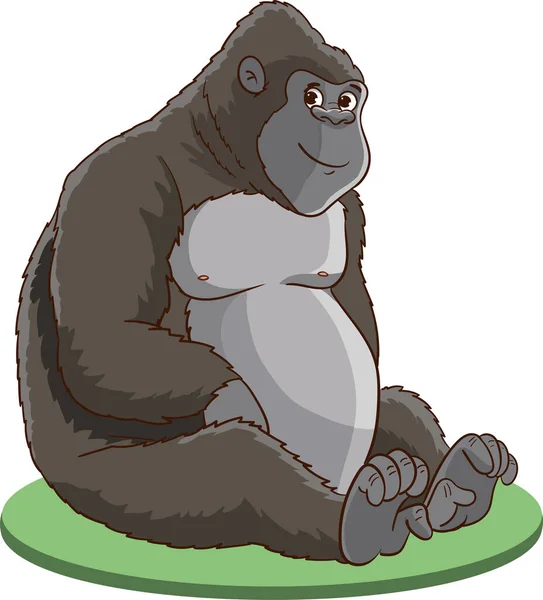 Dibujos Animados Plata Espalda Gorila Vector Dibujos Animados — Archivo Imágenes Vectoriales