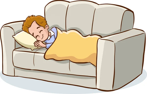Children Sleeping Sofa Cartoon Vector — Stock Vector
