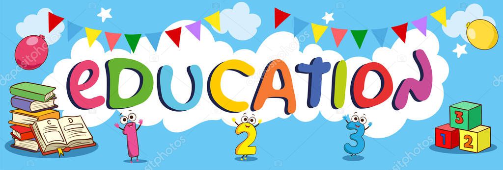 Kids education banner vector illustration