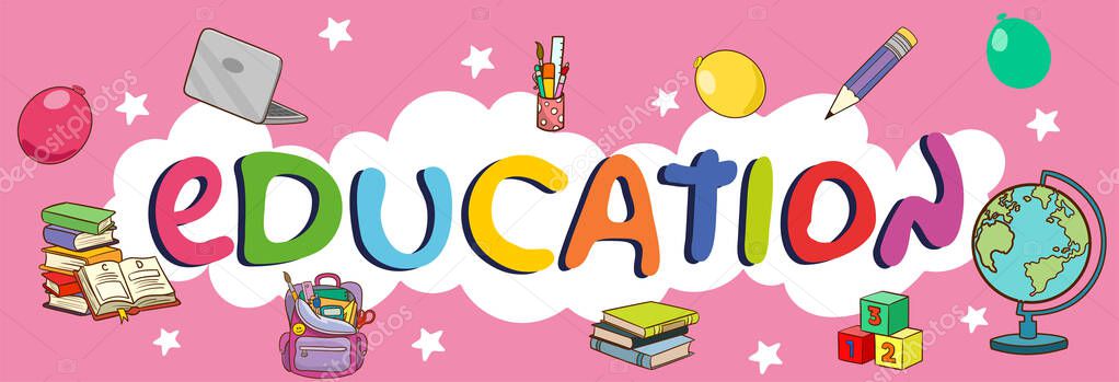 Kids education banner vector illustration