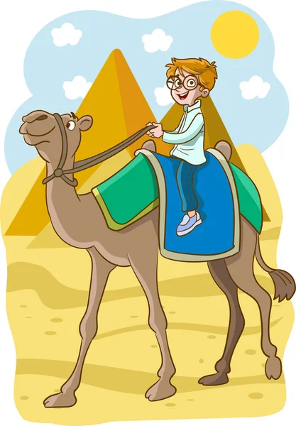 Καμήλα Ιππασία Καμήλα Μια Εικόνα Έρημο — Διανυσματικό Αρχείο