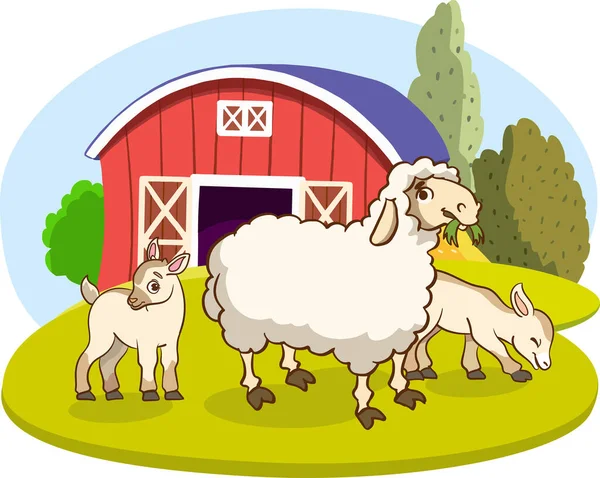 Vector Illustration Cartoon Happy Farm Animals — Stock Vector