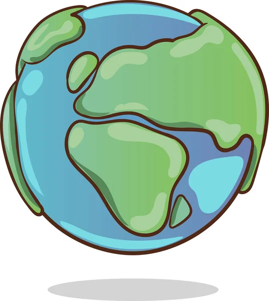 Karikatür Gezegeni Beyaz Arkaplanda Dünya Vektör Simgesi Dünya Günü Çevre — Stok Vektör