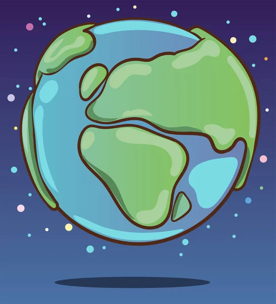 Ikon Vektor Planet Kartun Bumi Pada Latar Belakang Putih Konsep - Stok Vektor