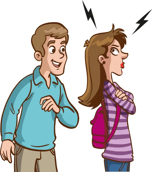 Begriff Der Scheidung Missverständnis Der Familie Wütender Mann Und Beleidigte — Stockvektor