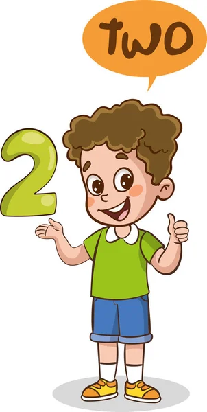 Teaching Numbers Children Two Cartoon Vector — Stock Vector
