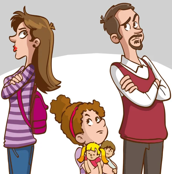 Vector Illustration Family Having Quarrel Child — Stock Vector