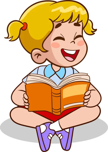 Crianças Lendo Livro Crianças Estudando Com Livro Ilustração Vetorial —  Vetores de Stock