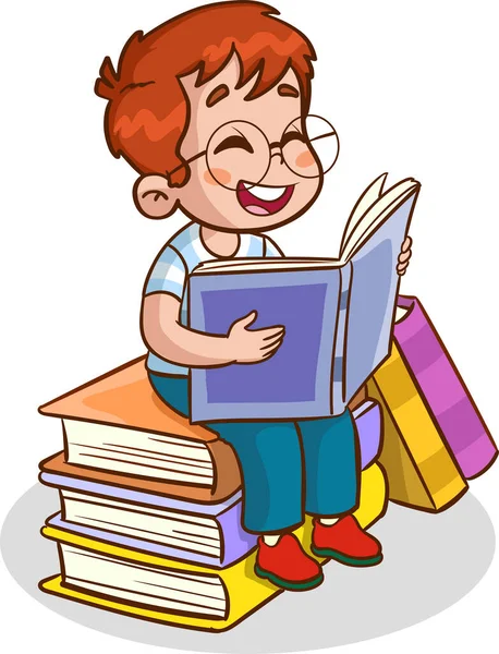 Gyerekek Könyvet Olvasnak Gyerekek Egy Könyvvel Tanulnak Vektorillusztráció — Stock Vector