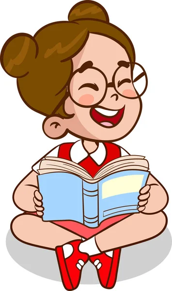 Crianças Lendo Livro Crianças Estudando Com Livro Ilustração Vetorial — Vetor de Stock