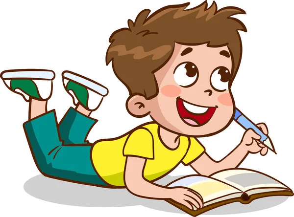 Children Reading Book Kids Studying Book Vector Illustration — Stock Vector