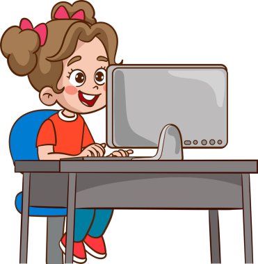 İnternet vektöründe sörf yapan sevimli çocuklar