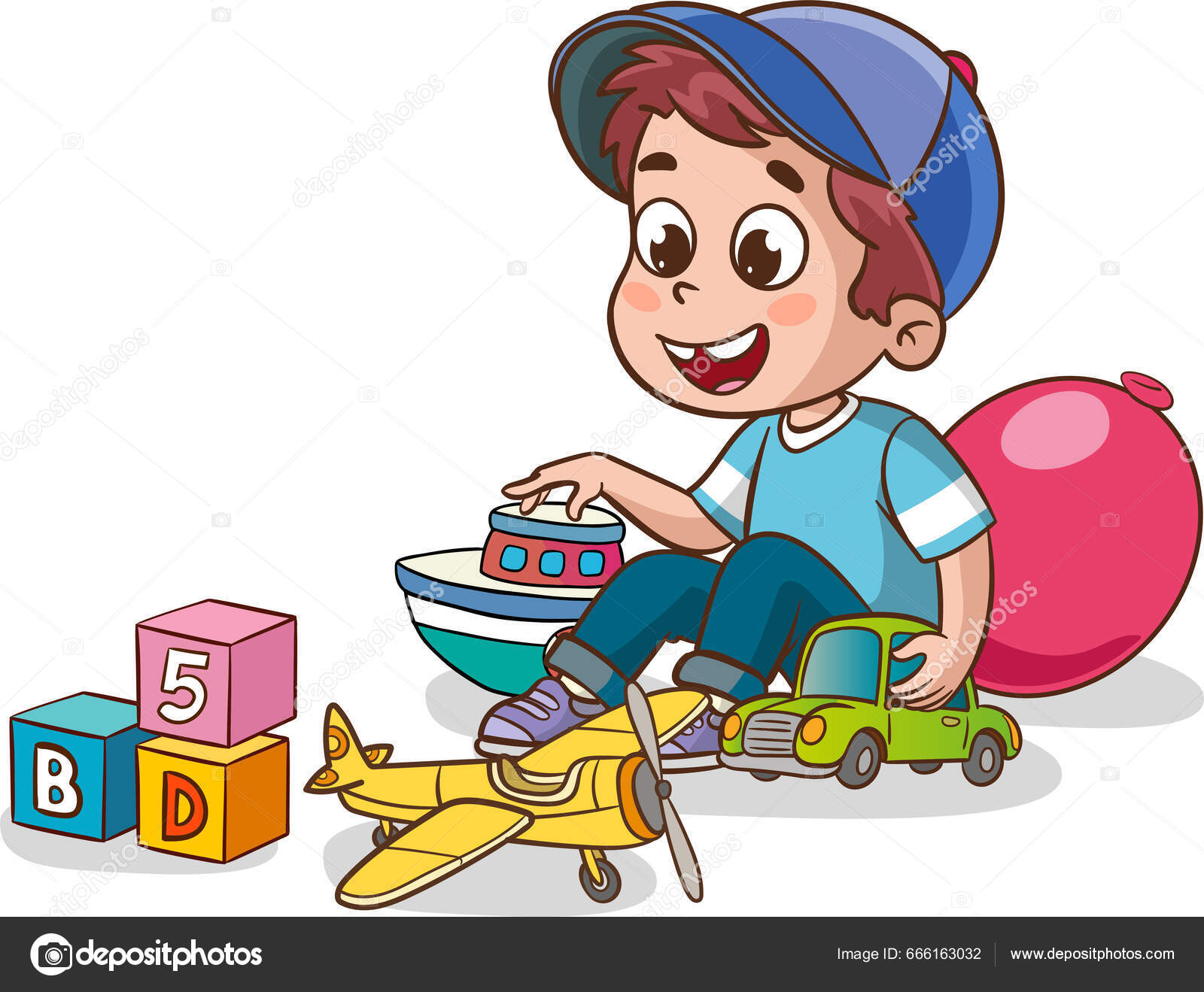 Kids playing with toys cartoon children play Vector Image