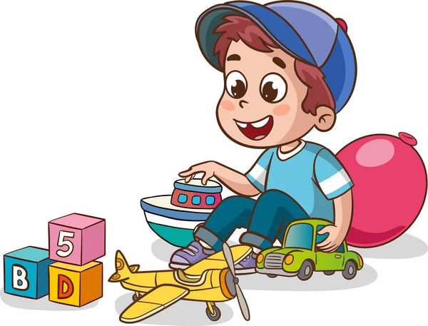 Dzieci Bawią Się Razem Zabawki Edukacyjne Zabawki Edukacyjne — Wektor stockowy