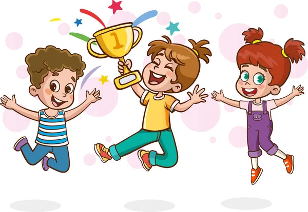 Kids Celebrating Success Illustration — Stock Vector