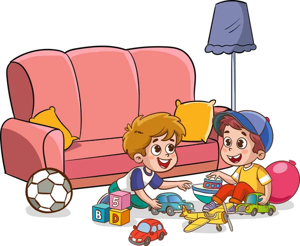 Vektor Illustrationen Von Niedlichen Kindern Die Raum Spielen — Stockvektor