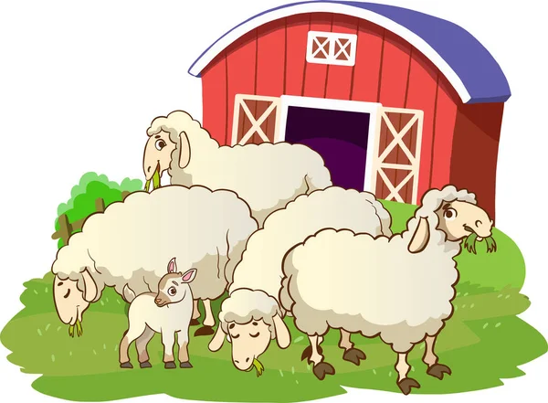 Vector Illustration Happy Farm Animals — Stock Vector