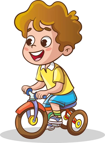 Vektor Illustrationen Von Niedlichen Kind Fahrrad Fahren — Stockvektor