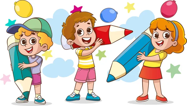 Kid Education Vector Illustration Design Vector Illustrations Cute Kids Colored — Stock Vector