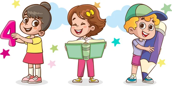 Kid Education Vector Illustration Design Vector Illustrations Cute Kids Colored — Stock Vector