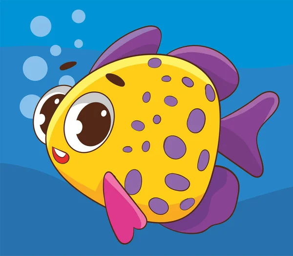 Cute Fish Cartoon Vector Icon Illustration Sea Animal Icon Concept — Stock Vector
