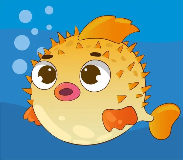 Cute Fish Cartoon Vector Icon Illustration Sea Animal Icon Concept — Stock Vector