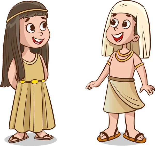 一个穿着埃及服装的小女孩和一个女孩的画像 — 图库矢量图片