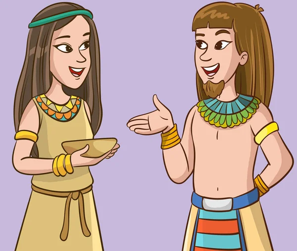 이집트의 전통적인 의상에서 여성과 남자의 — 스톡 벡터