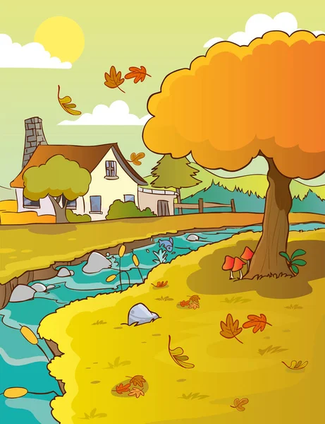 Vector Illustration Autumn Landscape — Stock Vector