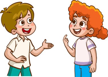 Bir grup çocuk vektör illüstrasyonunda sohbet ediyorlar