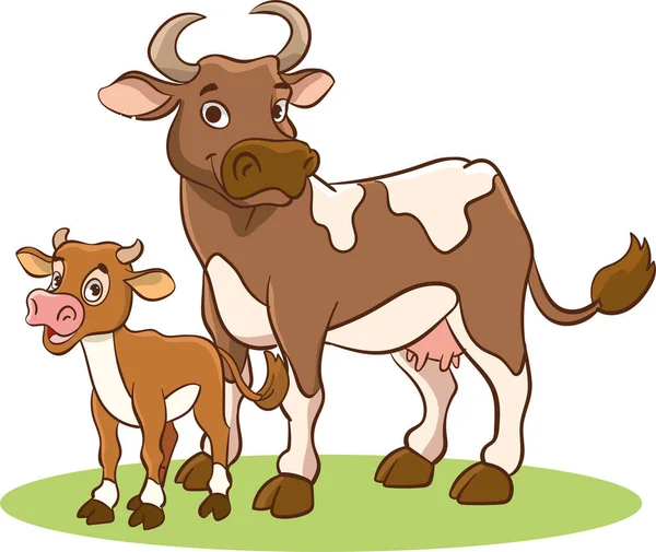 Illustration Vectorielle Vache Mère Vache Bébé — Image vectorielle