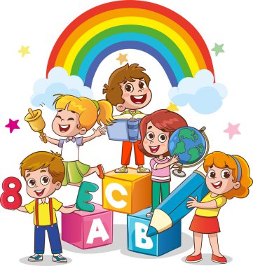 çocuk eğitim vektör çizimi tasarımı