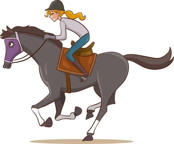 Ilustração Uma Mulher Montando Cavalo Fundo Branco — Vetor de Stock