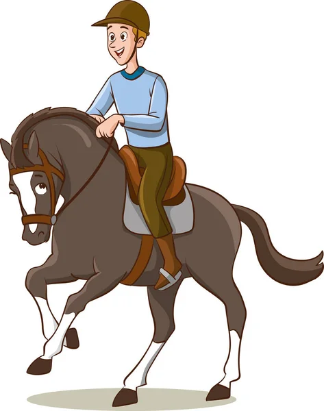 Illustrazione Uomo Che Cavalca Cavallo Sfondo Bianco — Vettoriale Stock