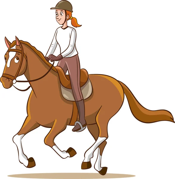 Illustratie Van Een Vrouw Paardrijden Een Witte Achtergrond — Stockvector