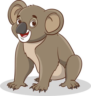 Beyaz arkaplanda izole edilmiş şirin koala çizgi film vektör çizimi.