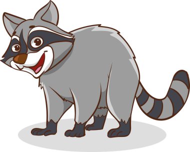 Basit gradyanlı rakun karikatür vektör çizimi. Hepsi beyaz arkaplanda.