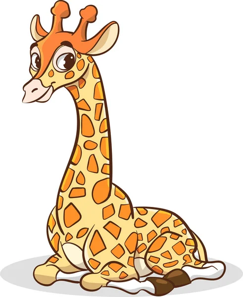 Illustrazione Una Giraffa Carina Seduta Uno Sfondo Bianco — Vettoriale Stock