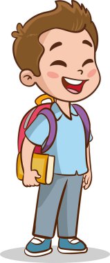 Küçük şirin çocukların vektör çizimi okula gidiyor