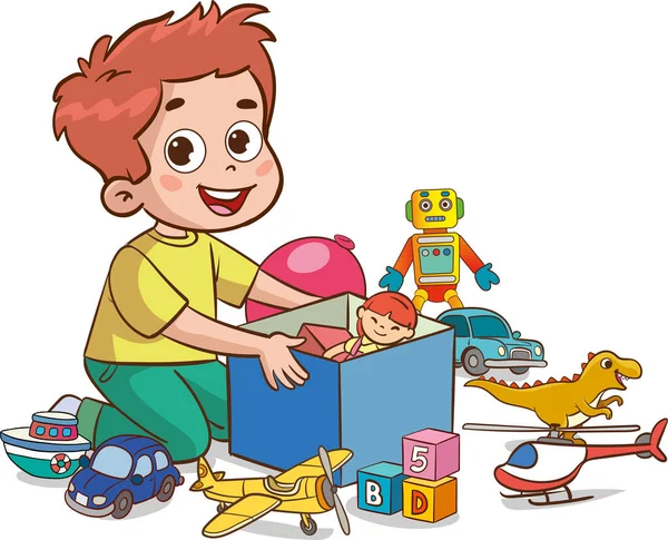 Милі Діти Дитячому Садку Грають Іграшками — стоковий вектор
