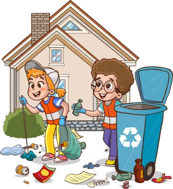 Çocuklar bahçeyi temizler ya da çöpten park eder. Gönüllüler plastik şişe ve teneke kutu toplar.