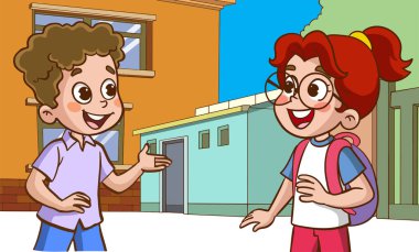 Mutlu şirin çocukların vektör çizimi