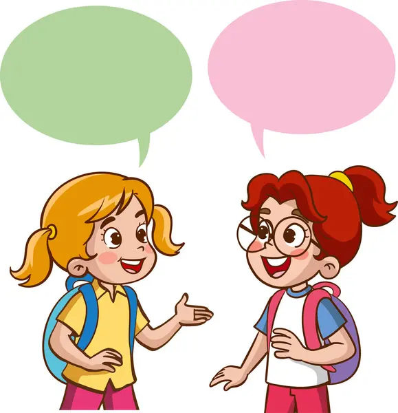 Ilustração Vetorial Crianças Bonitos Conversando — Vetor de Stock