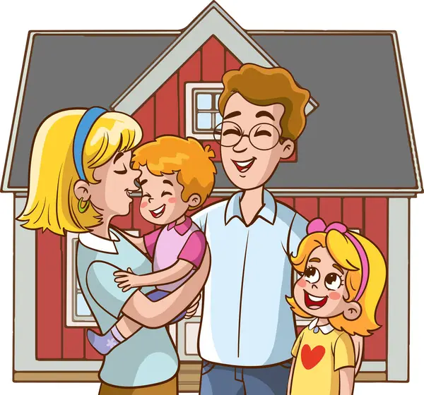 Vector Illustration Happy Family — Stock Vector