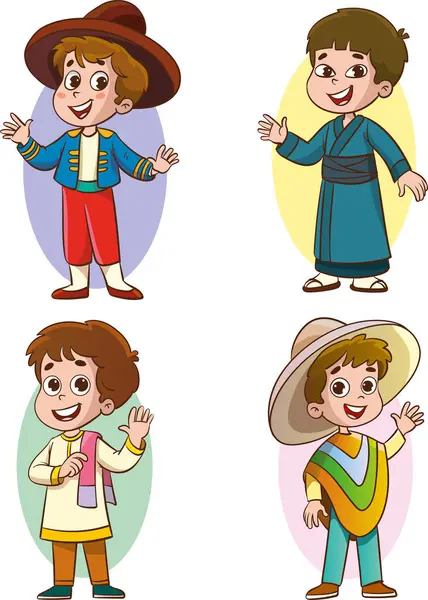 stock vector vector illustration of multicultural kids