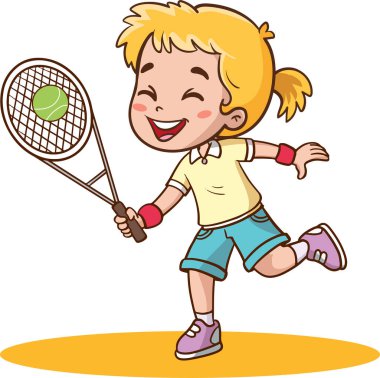 Tenis oynayan çocukların vektör illüstrasyonu