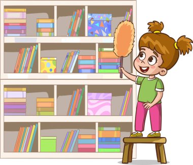 Mutlu küçük çocuklar ev işi yapıyor.