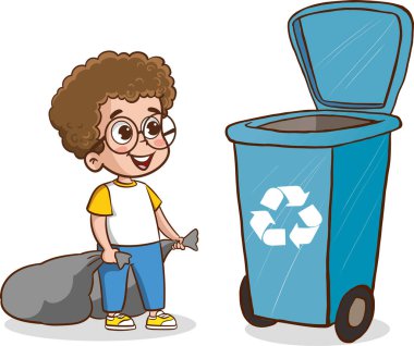 Çeşitli Ev İşleri Yapan Çocukların vektör çizimi.