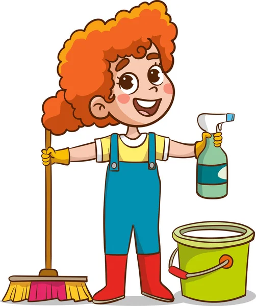 Ilustracja Wektor Dzieci Robi Różne Prace Domowe — Wektor stockowy